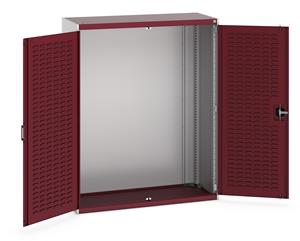 40014018.** cubio cupboard with louvre doors. WxDxH: 1300x525x1600mm. RAL 7035/5010 or selected